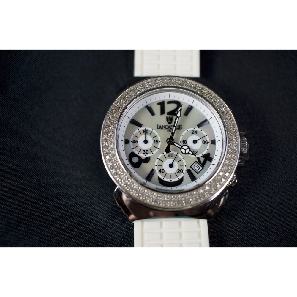 Lancaster Italy Pillo Chronograph Watch 112 Diamond .57ct MOP Dial REF-0422